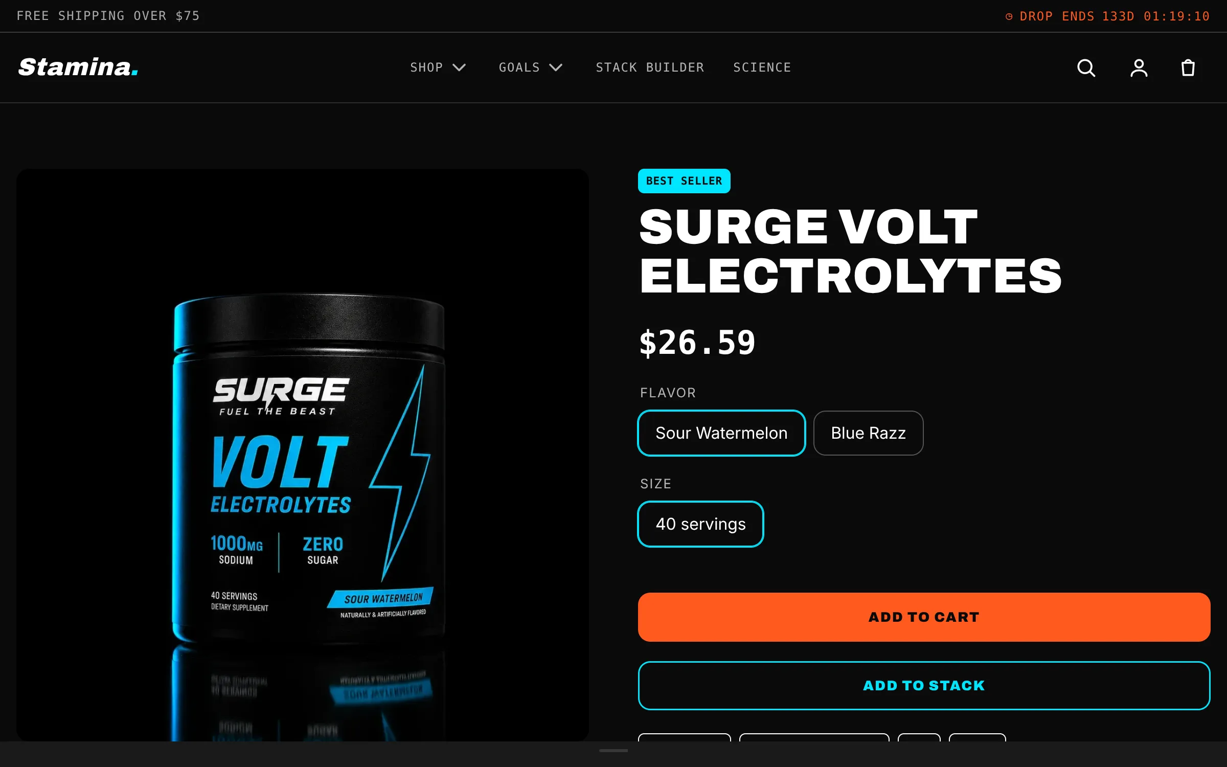 Stamina theme — desktop storefront view